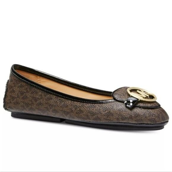 Michael Kors Lillie Moccasin Flats Brown Logo 5.5 - Picture 1 of 6